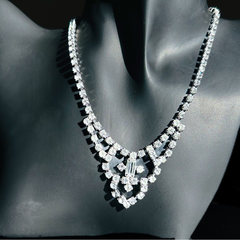 Vintage 1950s–1960s Rhinestone Necklace • Mid Century Formal